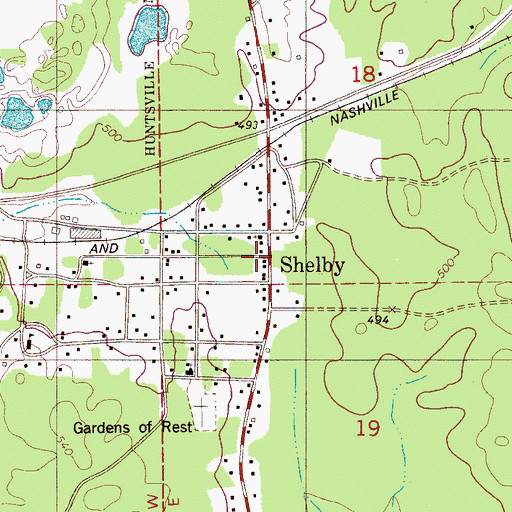 Topographic Map of Shelby, AL