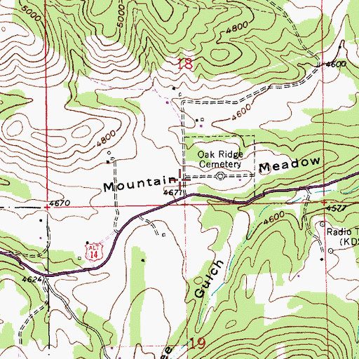 Topographic Map of Mountain Meadow, SD