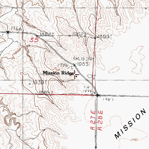 Topographic Map of Mission Ridge, SD