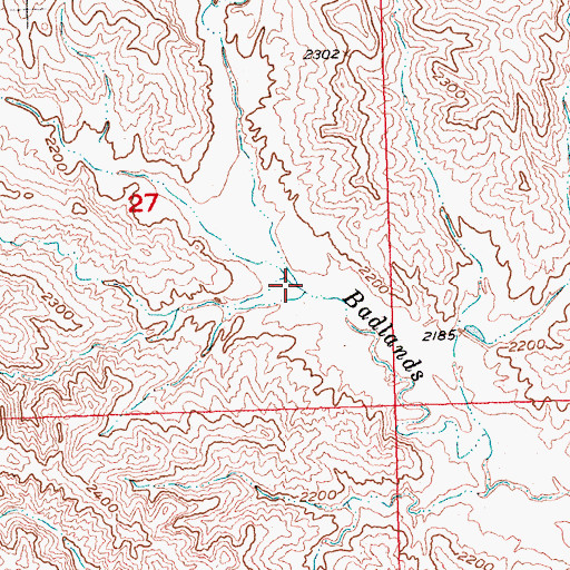 Topographic Map of West Badlands Creek, SD