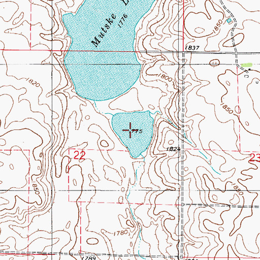 Topographic Map of Mutske Lake, SD