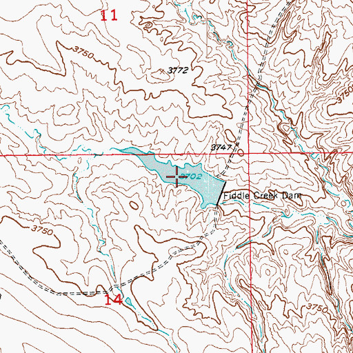Topographic Map of Fiddle Creek Reservoir, SD