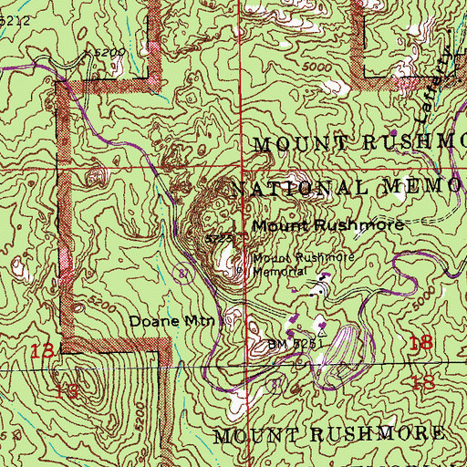 Topographic Map of Mount Rushmore, SD