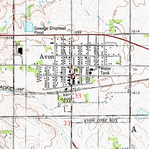 Topographic Map of City of Avon, SD