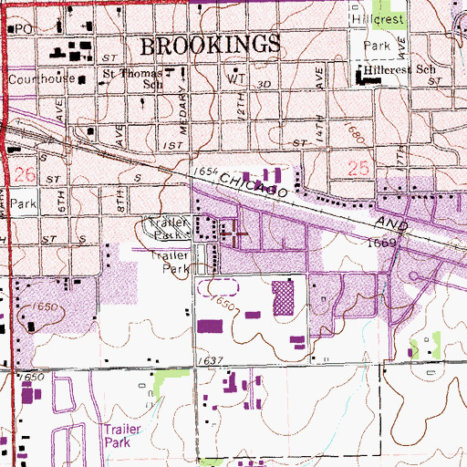 Topographic Map of City of Brookings, SD