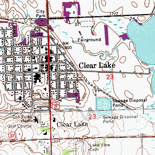 Topographic Map of City of Clear Lake, SD