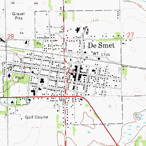 Topographic Map of City of De Smet, SD