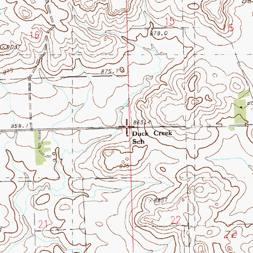 Topographic Map of Unorganized Territory of Duck Creek, SD