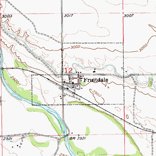 Topographic Map of Town of Fruitdale, SD