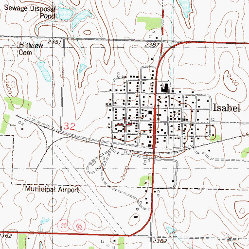 Topographic Map of Town of Isabel, SD