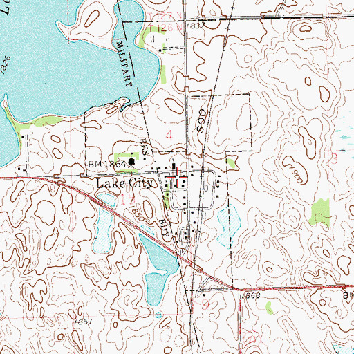 Topographic Map of Town of Lake City, SD