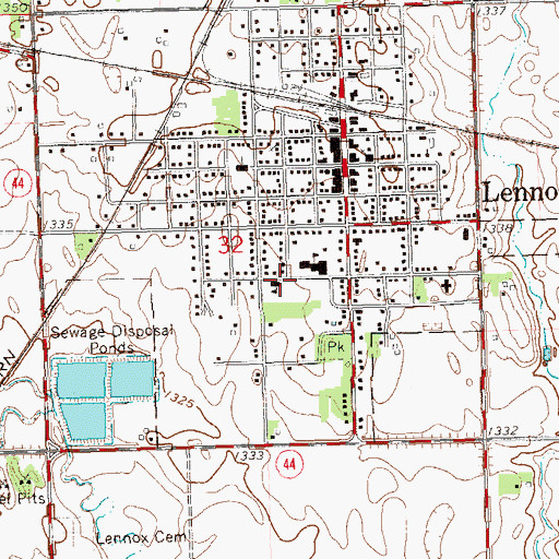 Topographic Map of City of Lennox, SD