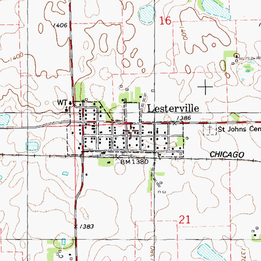 Topographic Map of Town of Lesterville, SD