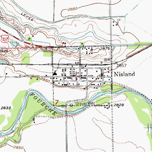 Topographic Map of Town of Nisland, SD