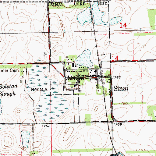 Topographic Map of Town of Sinai, SD