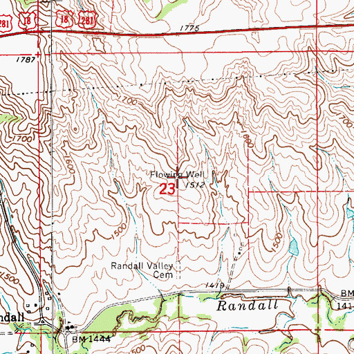 Topographic Map of Unorganized Territory of Southeast Gregory, SD