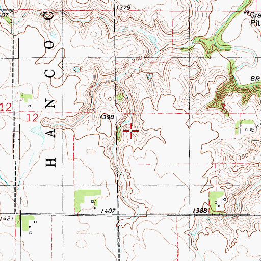 Topographic Map of Unorganized Territory of Southwest Bon Homme, SD