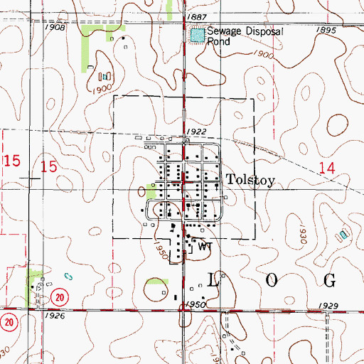 Topographic Map of Town of Tolstoy, SD