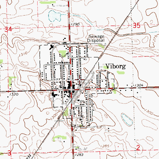 Topographic Map of City of Viborg, SD