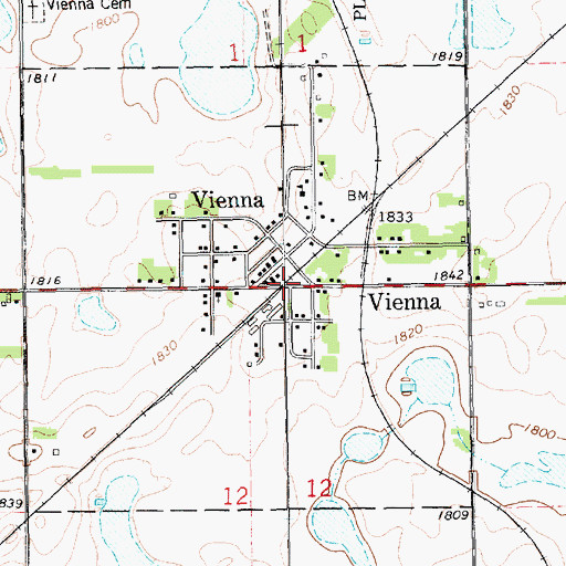 Topographic Map of Town of Vienna, SD