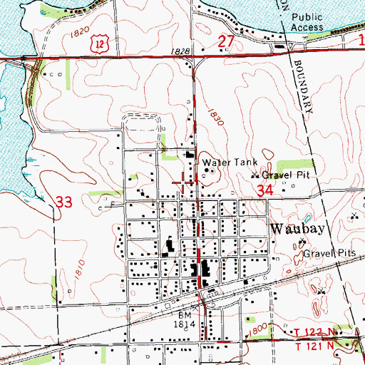 Topographic Map of City of Waubay, SD
