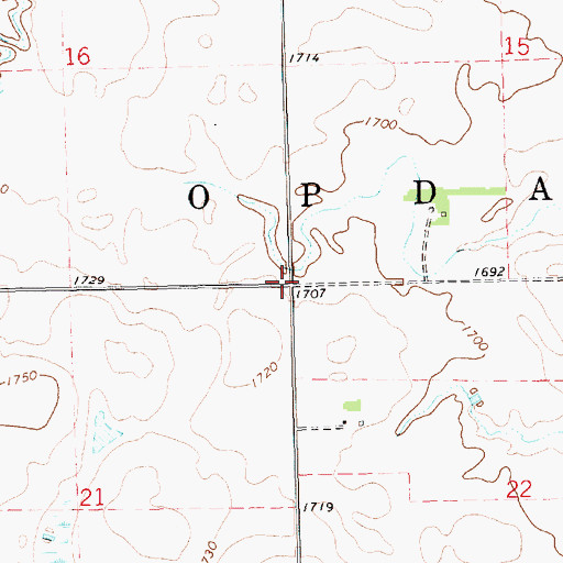 Topographic Map of Township of Opdahl, SD
