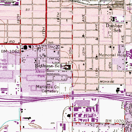 Topographic Map of Bethune School, AZ