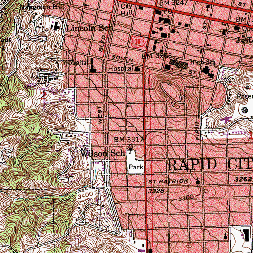 Topographic Map of Wilson Park, SD