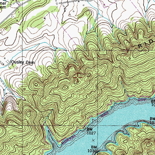 Topographic Map of Big Ridge, TN