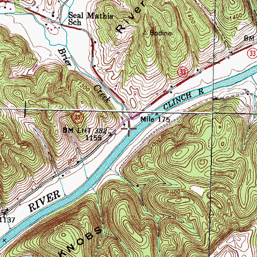Topographic Map of Brier Creek, TN