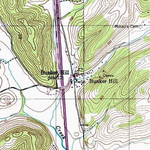 Topographic Map of Bunker Hill, TN