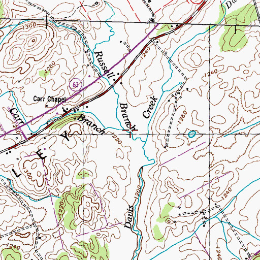 Topographic Map of Carr Branch, TN