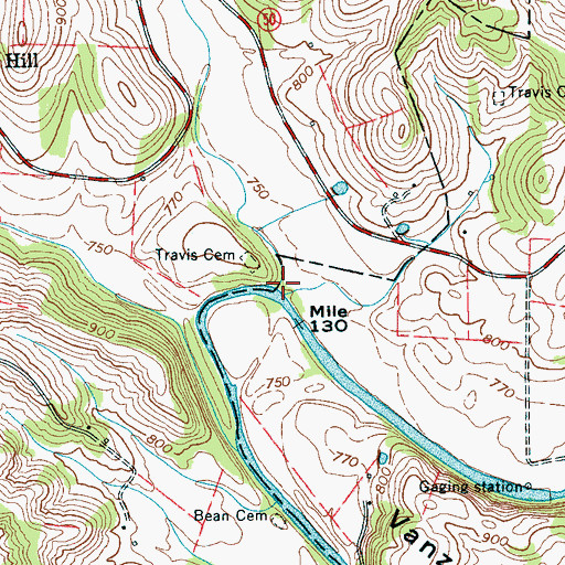 Topographic Map of Coffee Creek, TN