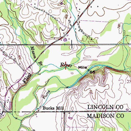 Topographic Map of Cottrell Spring Branch, TN