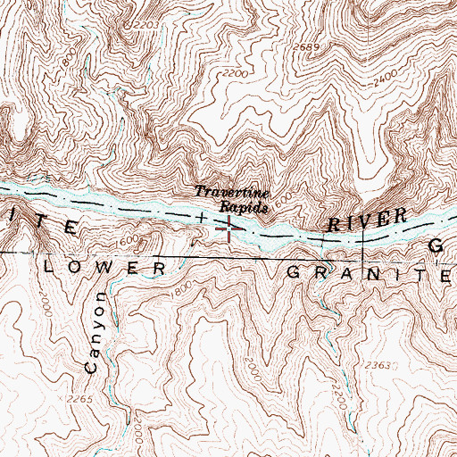 Topographic Map of Travertine Rapids, AZ