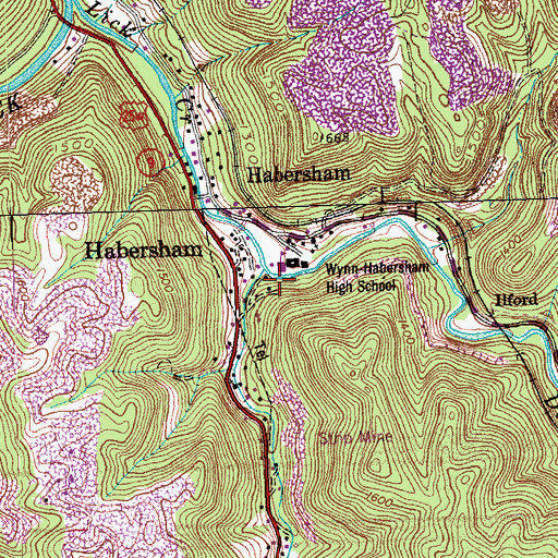Topographic Map of Davis Creek, TN
