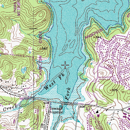 Topographic Map of East Fork Hamilton Creek, TN