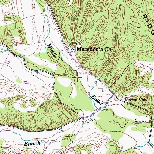 Topographic Map of First Butler Creek, TN