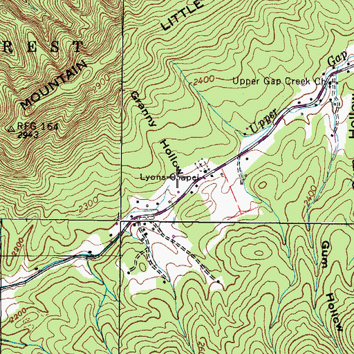 Topographic Map of Granny Hollow, TN