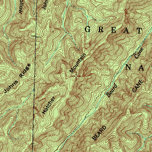 Topographic Map of Hatcher Mountain, TN