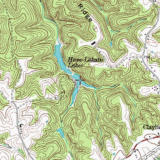 Topographic Map of Hava-Lakatu Lakes, TN
