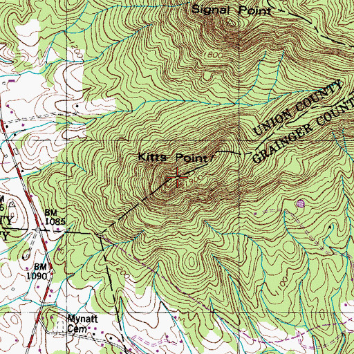 Topographic Map of Kitts Point, TN