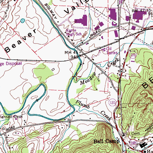 Topographic Map of Plumb Creek, TN
