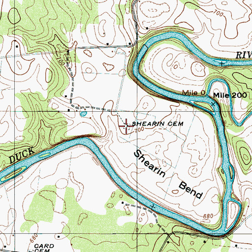 Topographic Map of Shearin Cemetery, TN
