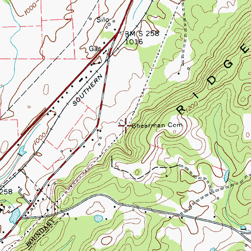 Topographic Map of Shearman Cemetery, TN