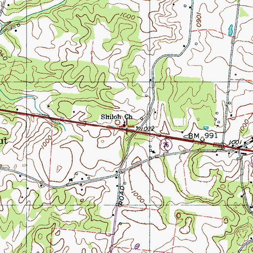 Topographic Map of Shiloh Church, TN