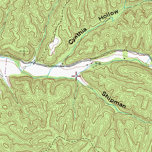 Topographic Map of Shipman Hollow, TN