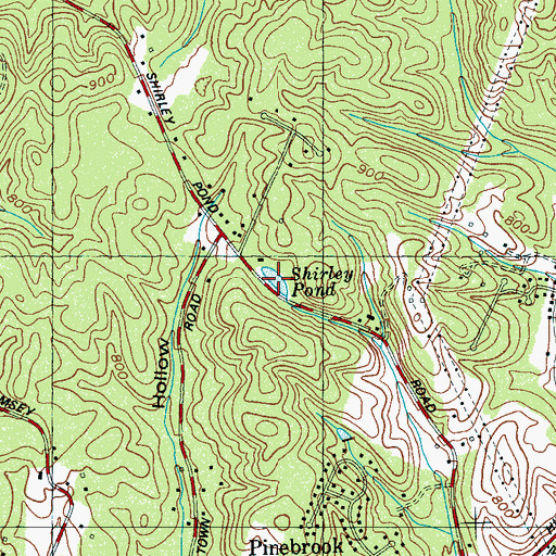 Topographic Map of Shirley Pond, TN