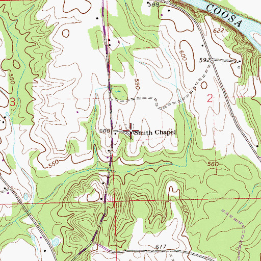 Topographic Map of Smith Chapel, AL