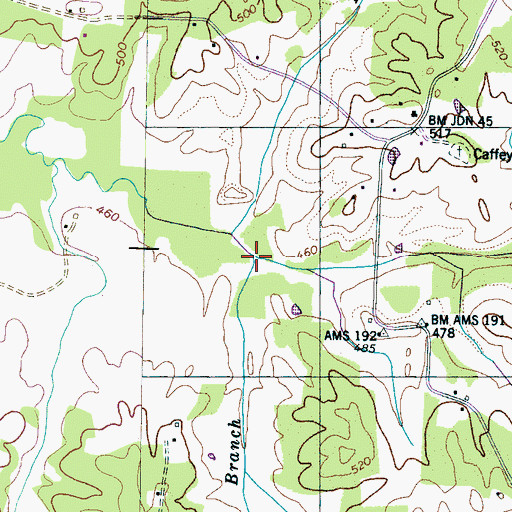 Topographic Map of Simmons Branch, TN